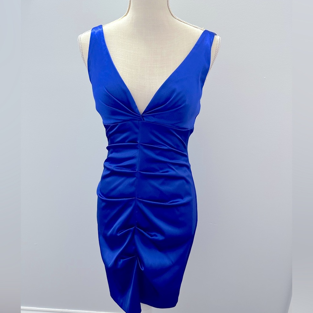 Blue Satin V-Neck dress Size 5/6